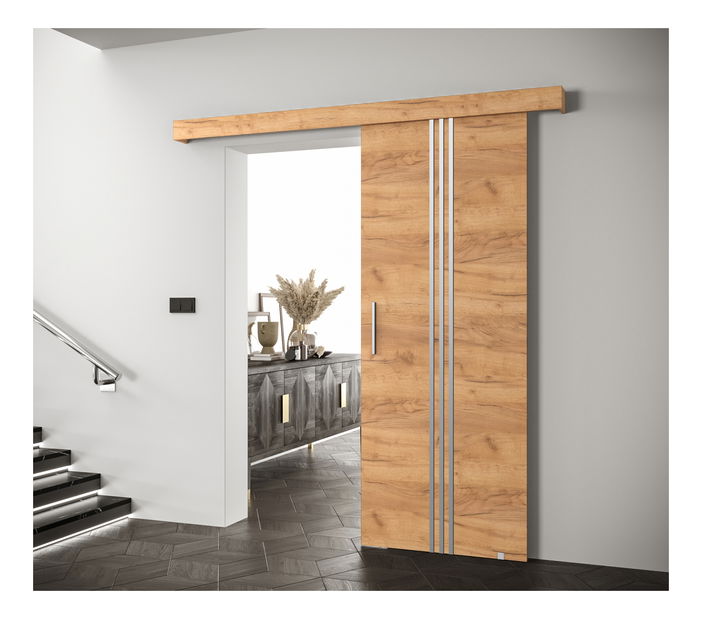 Posuvné dvere 90 cm Sharlene V (craft zlatý + craft zlatý + strieborná)