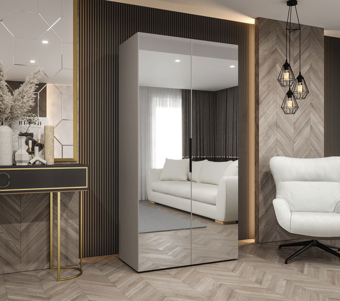 Dulap de haine 100 cm Mirabella 3 (Cașmir + Negru)