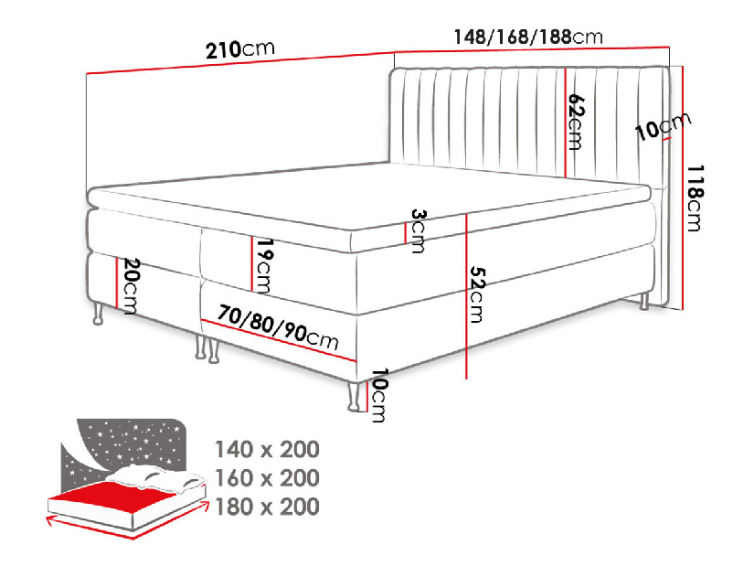 Kontinentálna posteľ 140 cm Mirjan Rondel (fresh 01) *výpredaj