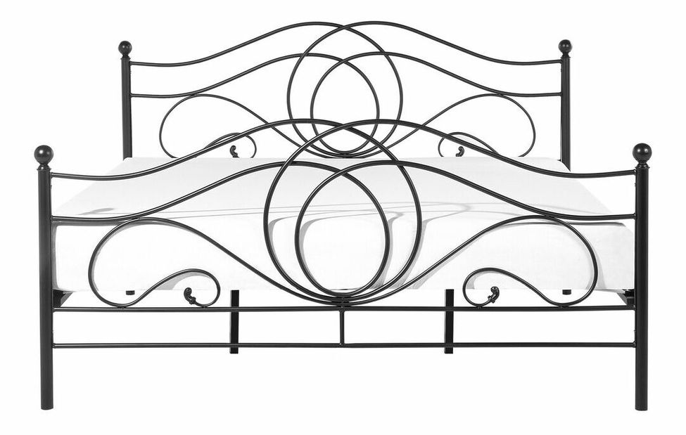 Franciaágy 180 cm LAURA (ágyráccsal) (fekete)