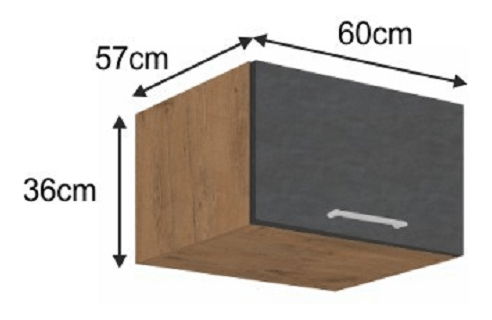 Felső konyhaszekrény 60 NAGU-36 1F Velaga (matt szürke + lancelot tölgy)