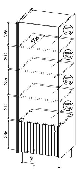 Polcos szekrény Phelan P2 (warmia dió + fekete)