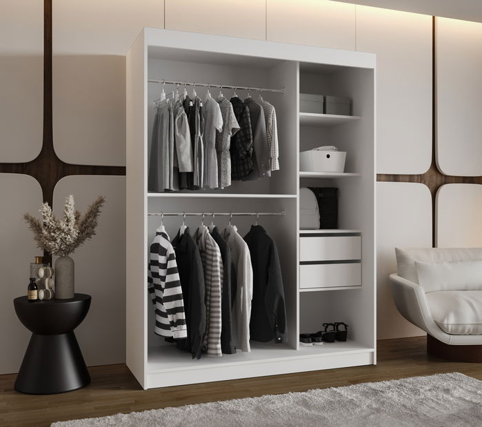 Dulap de haine 150 cm Spock (alb)