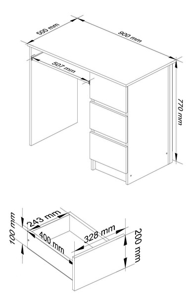 Masă PC Benicio (wenge + alb) (D)