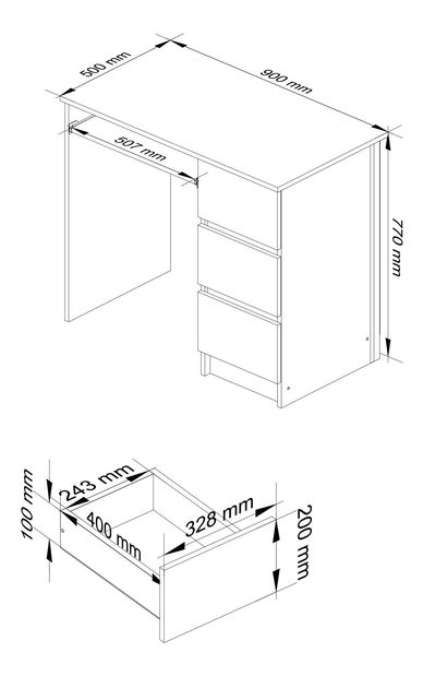 PC asztal Benicio (wenge + fehér) (J)