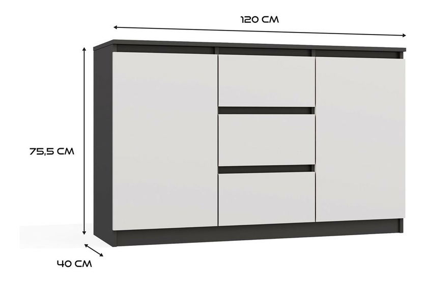 Komoda Musecalo 11 (antracit + biela)