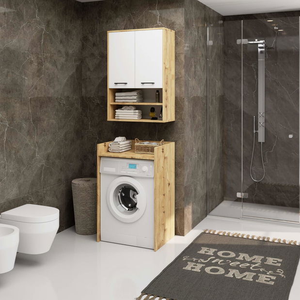 Závesná kúpelňová skrinka Farid TYP 7 (dub artisan + biela)