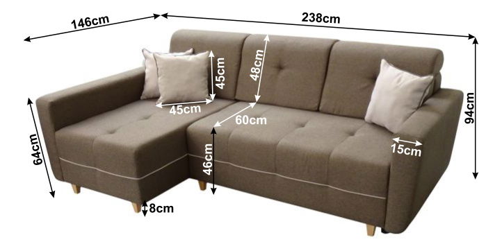 Sedacia súprava Haveron (L) (hnedá)