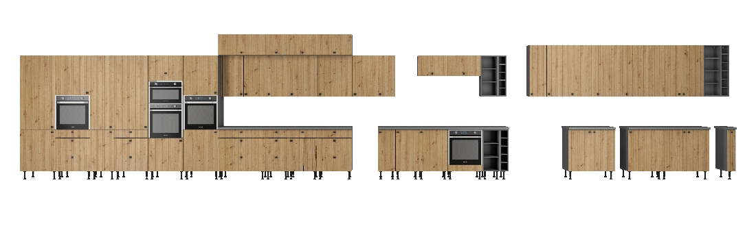 Rohová horná kuchynská skrinka Avantoe 58x58 GN-90 1F (Dub artisan + Antracit)