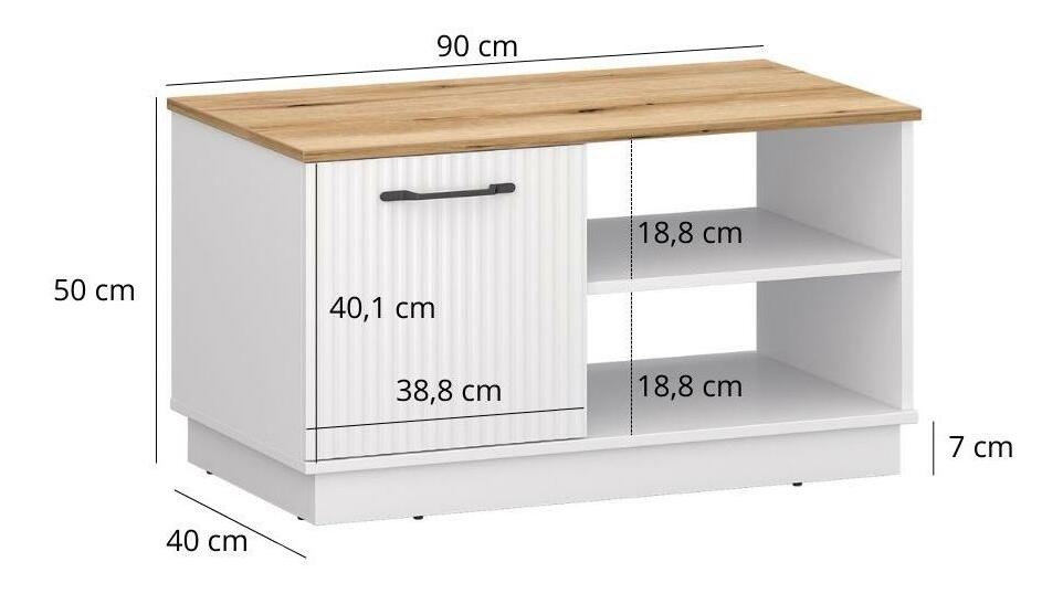 Dohányzóasztal Vejares (fehér + evoke tölgy) 