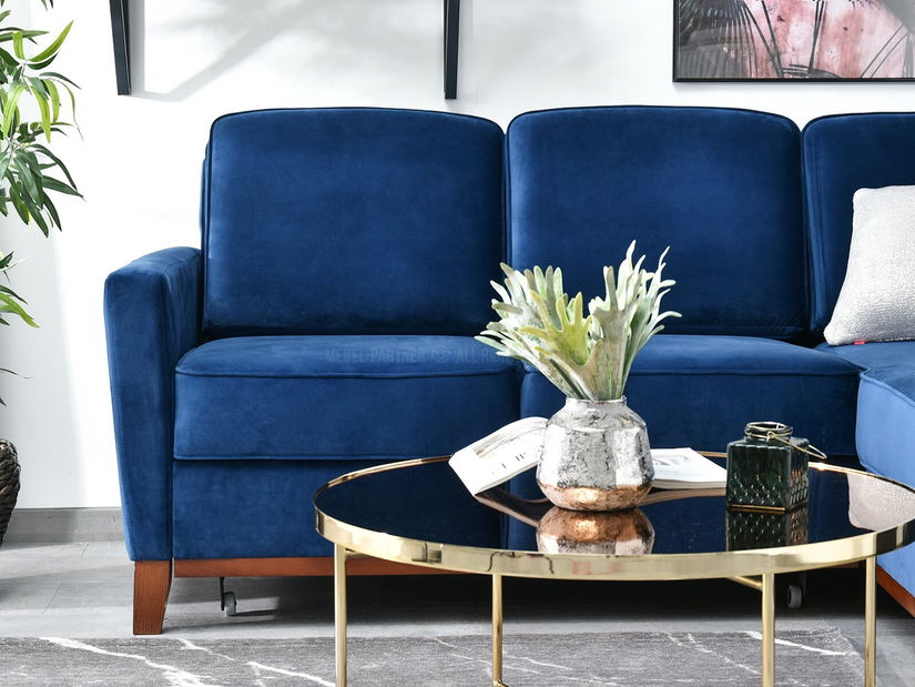 Colțar Biblioteca (albastru închis + nuc)