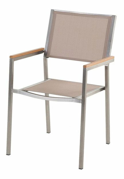 Set de masă pentru grădină Grosso (bej) (blat din sticlă 210x100 cm) (scaune bej)