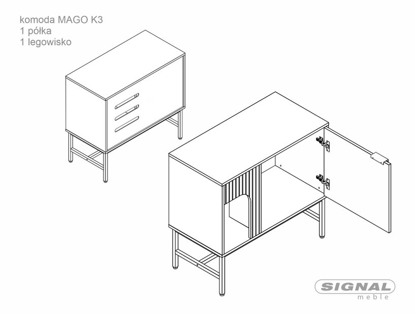 Skrinka Magun K3 (čierna + dub)