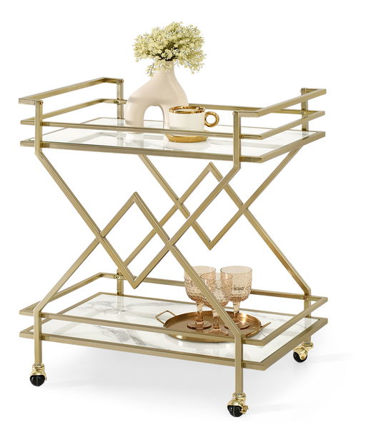 Konferenčný stolík Gemido (mramor + zlatá)