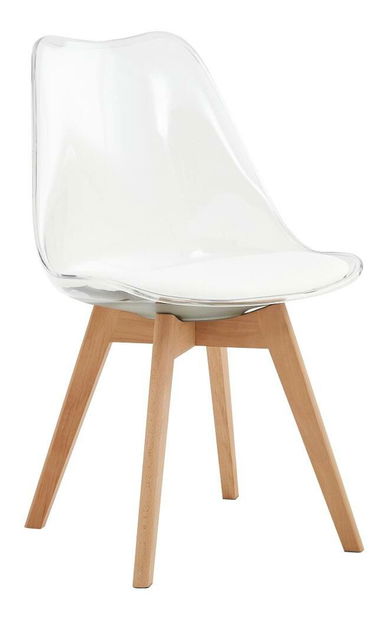 Étkezőszék Bralla 2 (átlátszó + bükk + fehér) 