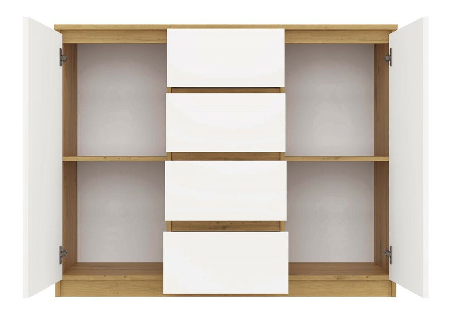 Comodă Musecalo 8 (stejar artisan + alb)