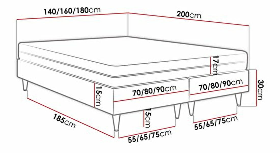 Manželská posteľ 180 cm Esterházy (béžová) (s matracom)