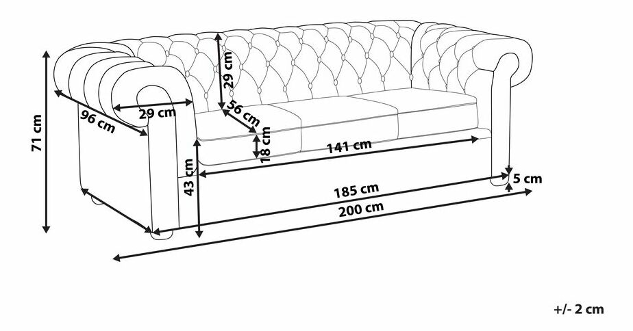 Canapea 3 locuri Chichester (turcoaz) 