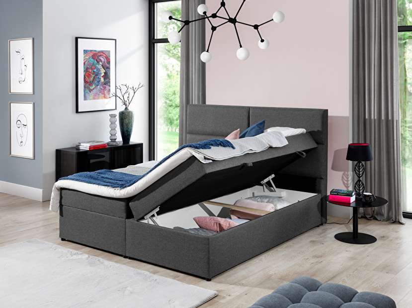 Manželská posteľ Boxspring 160 cm Amebra (svetlosivá) (s matracmi a úl. priestorom)