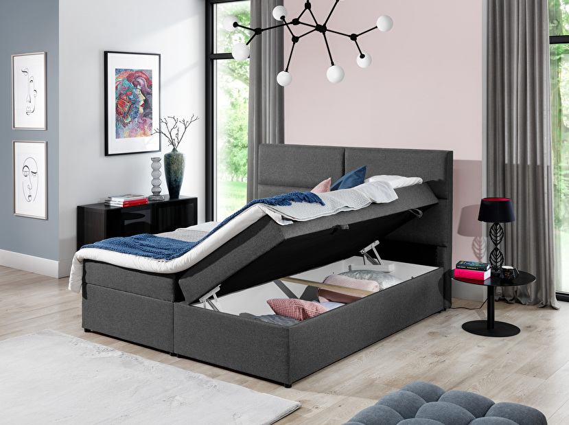 Manželská posteľ Boxspring 160 cm Amebra (svetlosivá) (s matracmi a úl. priestorom) *výpredaj