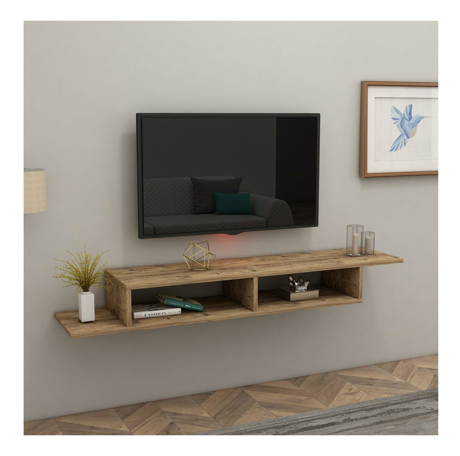 Masă TV de perete Tuloli (pin atlantic) 