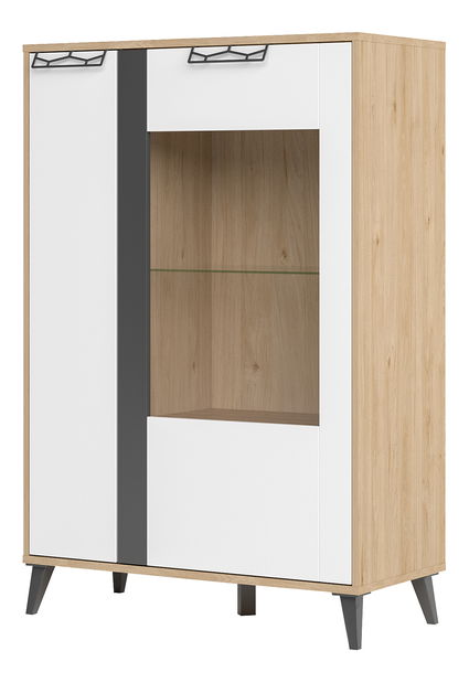 Vitrina Mussun 15 (američki orah + bijela mat + grafit mat)