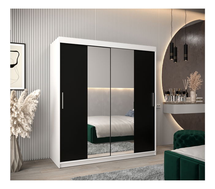 Šatníková skriňa 180 cm Toki 1 (Biela matná + Čierna matná)