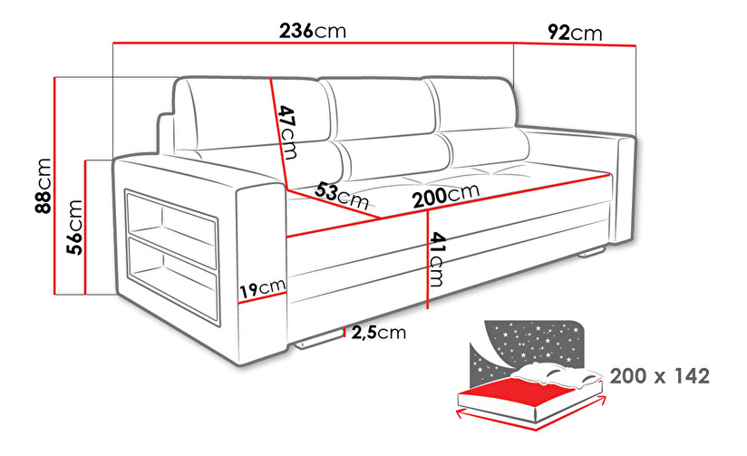 Sofa na razvlačenje Carona (zelena) (s prostorom za odlaganje)