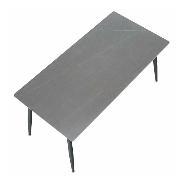 Masă sufragerie Fresia 2 (gri marmură + negru) (pentru 6 persoane)