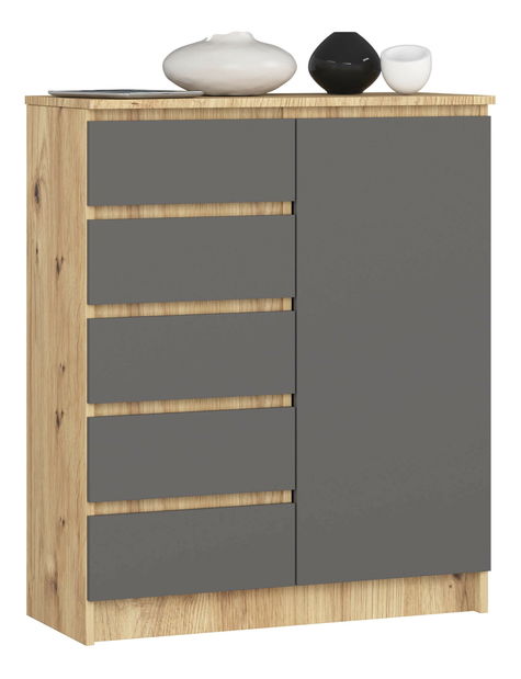 Comodă Kirmair (stejar artisan + grafit)