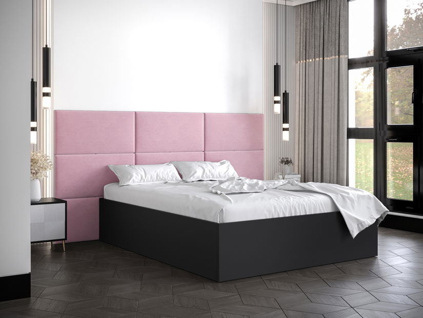 Bračni krevet s tapeciranim uzglavljem 160 cm Brittany 2 (crna mat + ružičasta) (s podnicom)