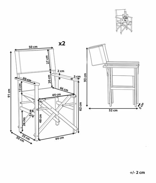 Set vrtnih stolica (2 kom.) Carli (krem bijela)