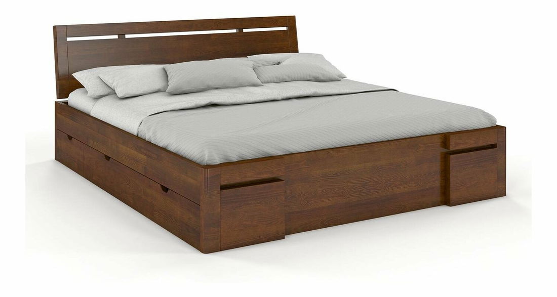 Manželská posteľ 180 cm Naturlig Bokeskogen High Drawers (borovica)