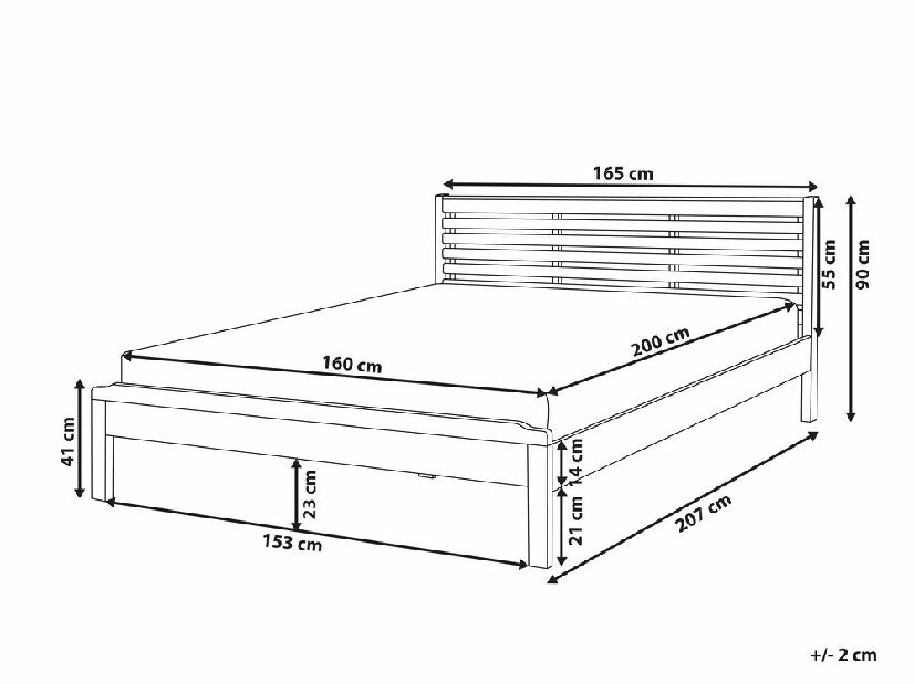 Franciaágy 160 cm CAROC (barna)