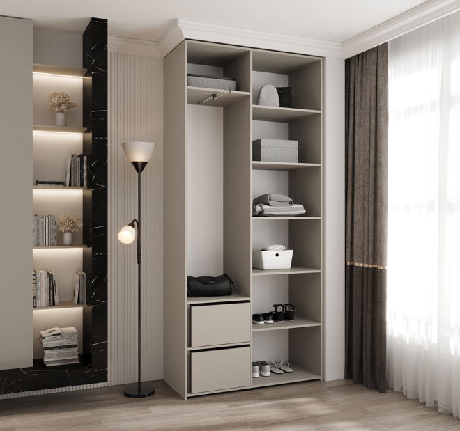 Ormar za garderobu 110 cm Carmela 50-4 (kašmir + crna)