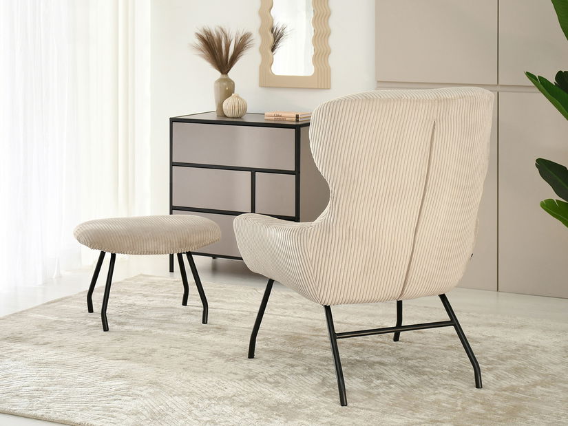 Relaxačné kreslo Condorin (piesková + čierna) (s podnožkou)