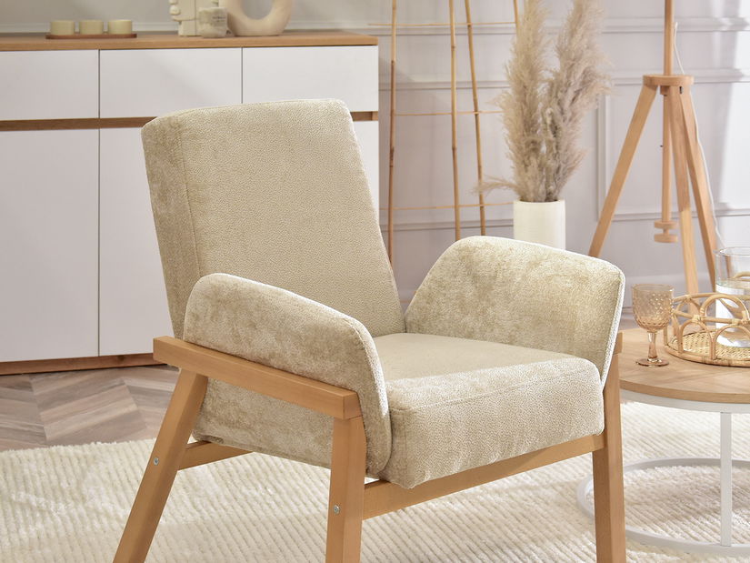 Relaxačné kreslo Laopas (béžová + dub)