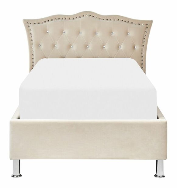 Jednolôžková posteľ 200 x 90 cm Metty (béžová) (s roštom) (s úl. priestorom)