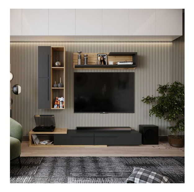 Mobilier living MALVADOS (stejar tacho + antracit)