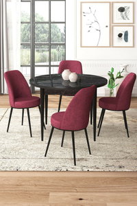 Set dining Torra (marmură neagră + vișiniu) (pentru 4 persoane)