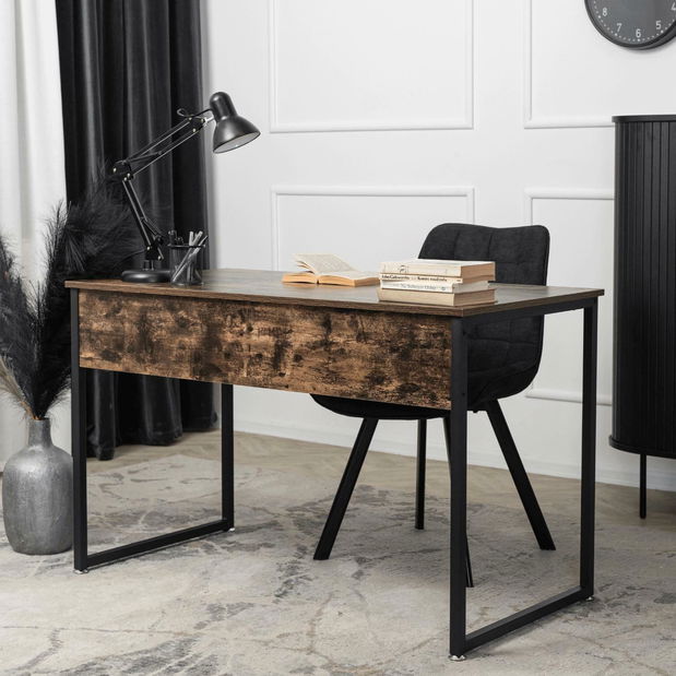 Pisaći stol Regular (hrast rustikal + crna) 