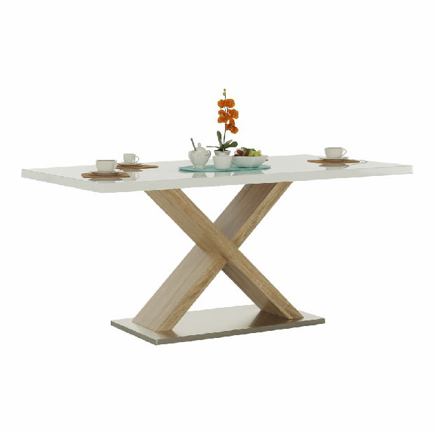 Jedálenský stôl 160 cm Farni (biela + dub sonoma)