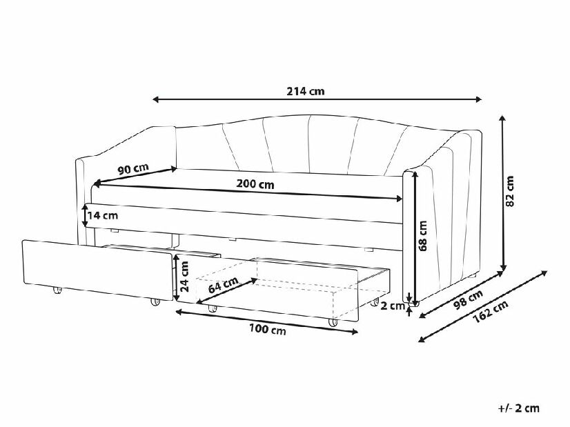 Jednostruki krevet 200 x 90 cm Vitto (bež) (s podnicom i prostorom za odlaganje)