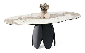 Jedálenský stôl Facilidades (mramor + čierna)