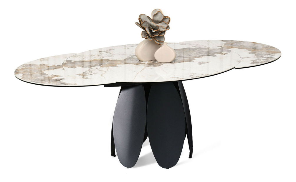 Masă sufragerie Facilidades (marmură + negru)