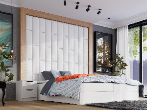 Čalúnený nástenný panel Pazara 80x20 (ekokoža soft 017 (biela)