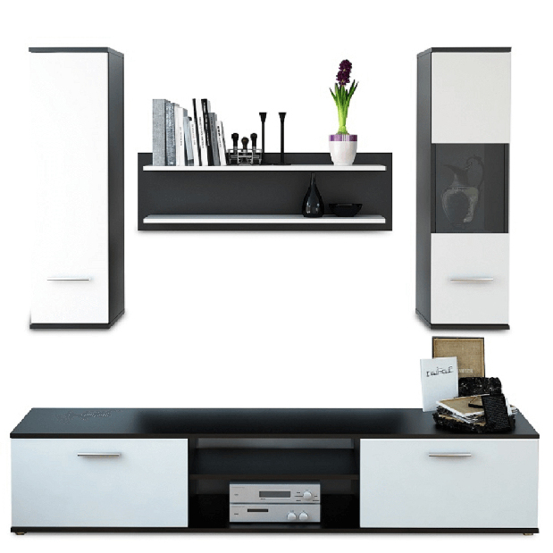 Mobilier living Waldron (negru + alb)