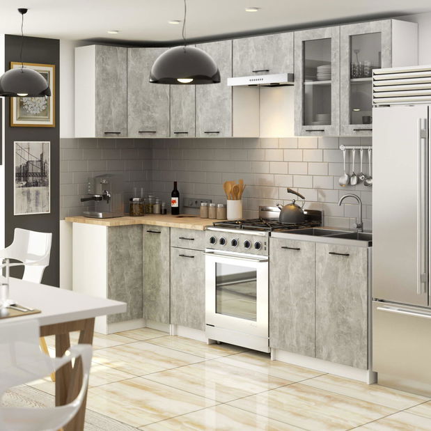 Set mobilier bucătărie de colț 300 cm Ozara III C (beton)