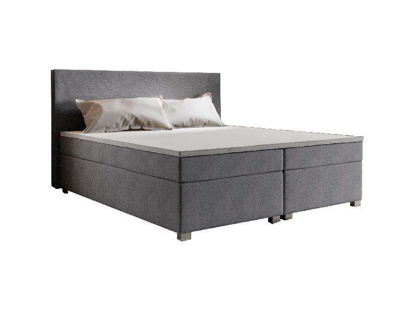 Manželská posteľ Boxspring 180 cm Simon (sivá) (s matracom, bez úložného priestoru) *výpredaj