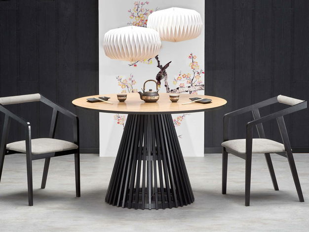 Blagovaonica Aspull 1 (hrast prirodni + crna + sivo-smeđa)